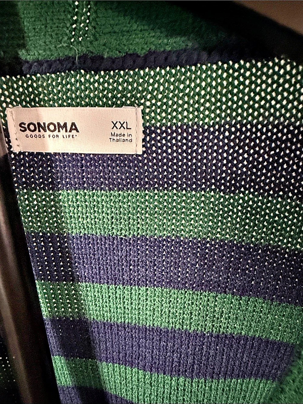 SONOMA Striped Cardigan in Green & Purple XXL NWT - Picture 3 of 4